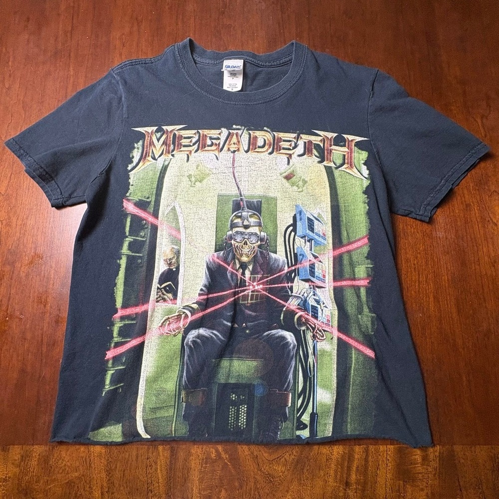 Megadeth Electric Chair Vic Rattlehead Black Band T Shirt Small Cropped Metal Te